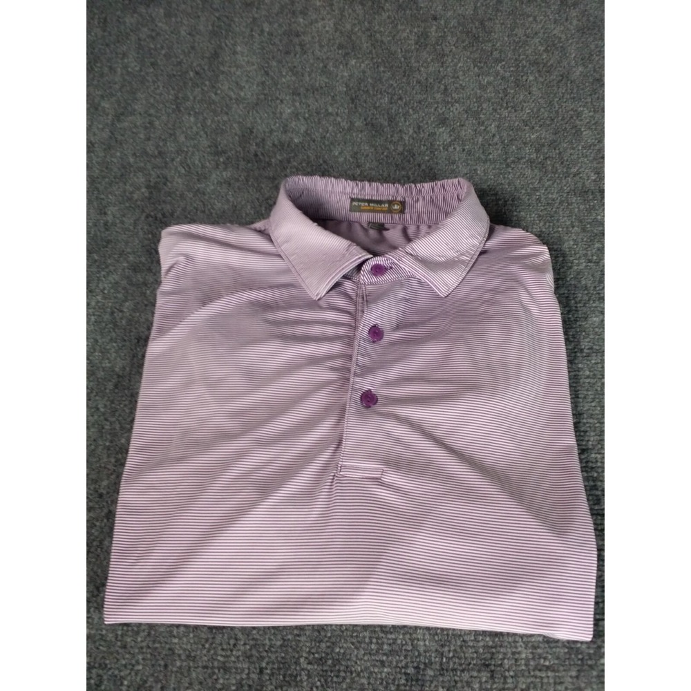 Peter Millar Summer Comfort‎ Golf Polo Men Sz XL Striped Purple Casual Outdoor